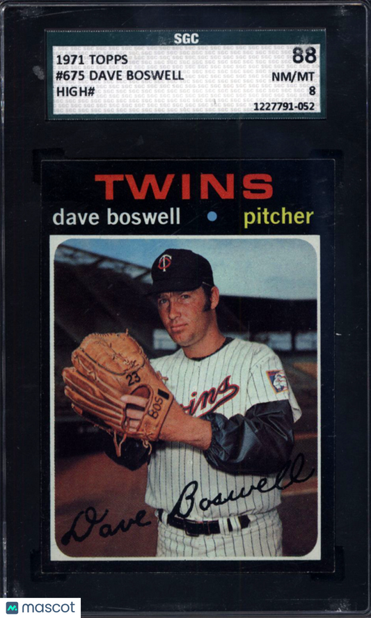 1971 Topps High# 675 Dave Boswell Twins SGC 8