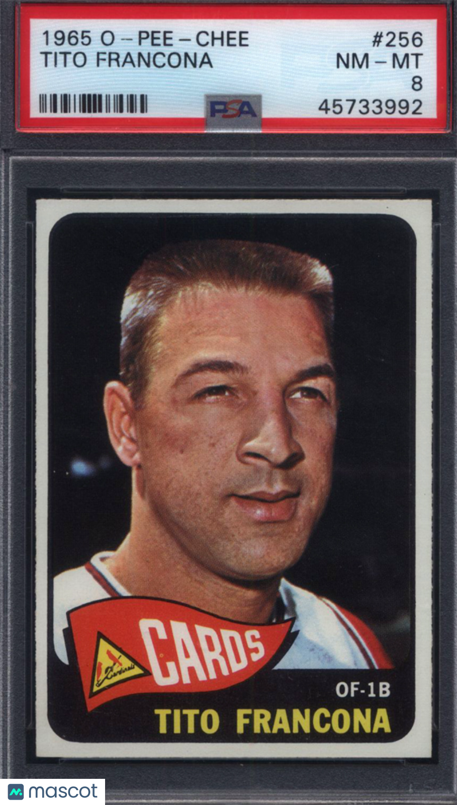 1965 OPC O-Pee-Chee #256 Tito Francona Cardinals PSA 8 pop 4 (Only 3 Higher)