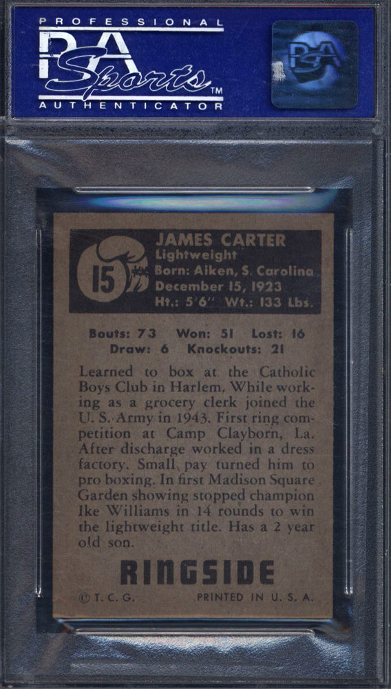 1951 Topps Ringside Boxing #15 James Carter PSA 7