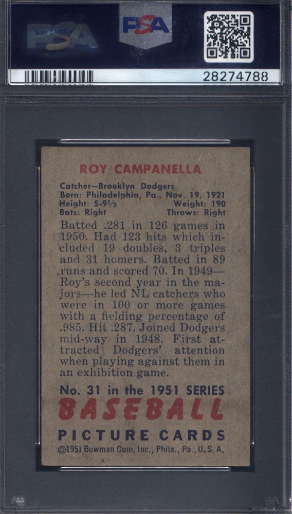 1951 Bowman #31 Roy Campanella Dodgers PSA 6