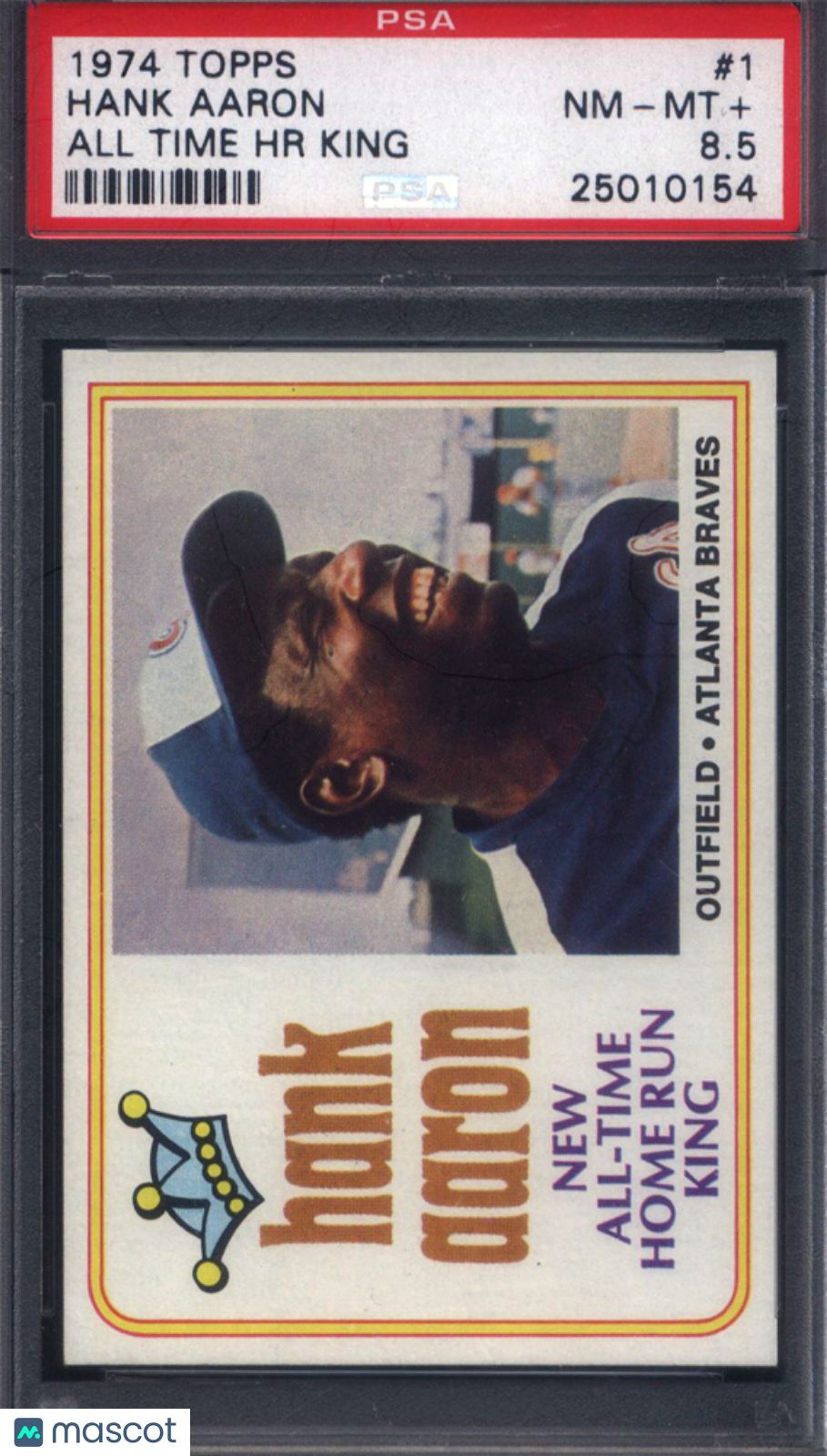 1974 Topps #1 Hank Aaron All Time HR King Braves PSA 8.5 Well Centered