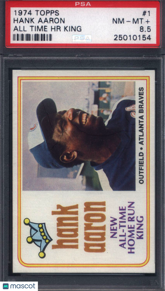 1974 Topps #1 Hank Aaron All Time HR King Braves PSA 8.5 Well Centered