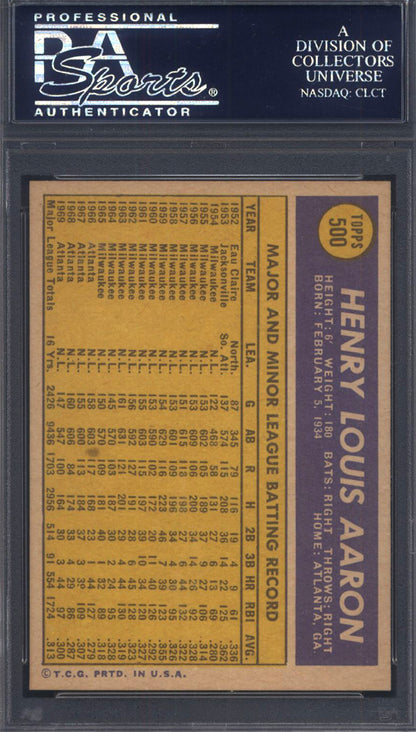 1970 Topps #500 Hank Aaron Braves PSA 8.5 Well Centered