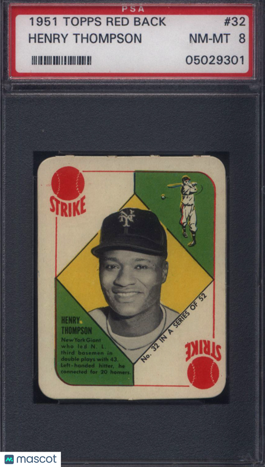 1951 Topps Red Back #32 Henry Thompson Giants PSA 8