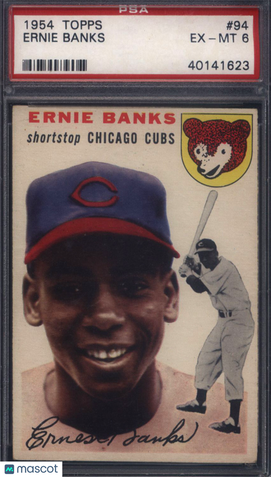 1954 Topps #94 Ernie Banks Rookie HOF Cubs PSA 6 Well Centered