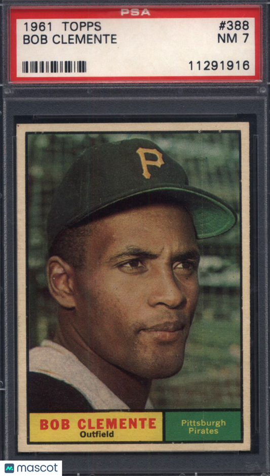 1961 Topps #388 Roberto Clemente Pirates PSA 7 Well Centered