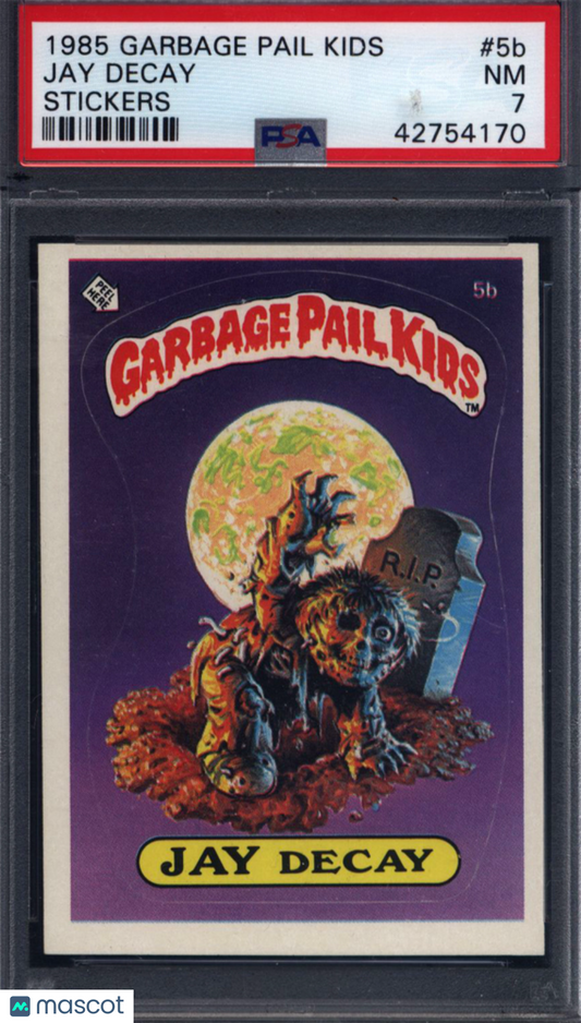 1985 GPK Garbage Pail Kids 1st Series Stickers #5b Jay Decay PSA 7