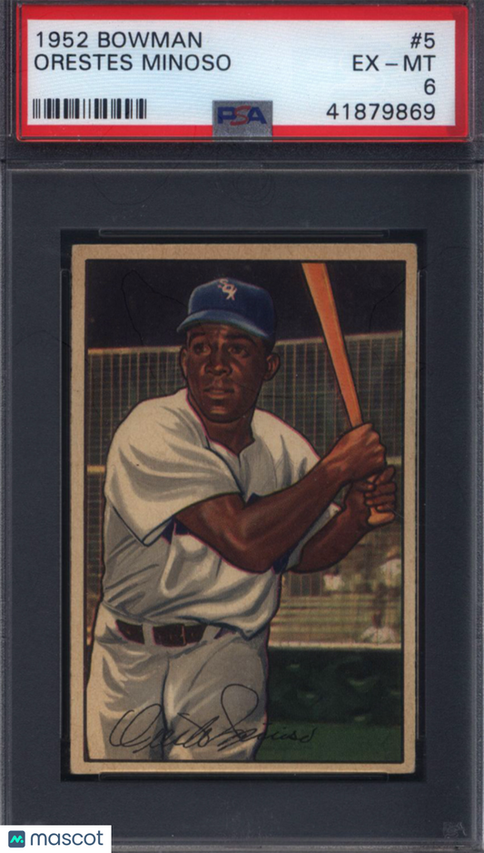 1952 Bowman #5 Minnie Minoso Rookie HOF White Sox PSA 6