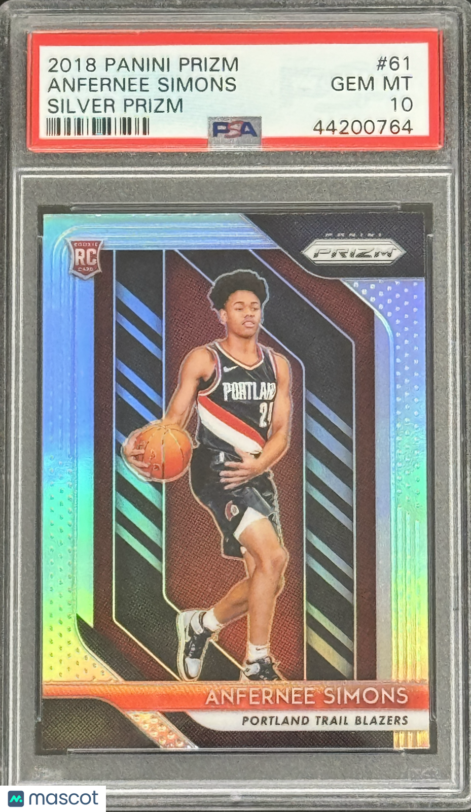 2018 Panini Prizm #61 Anfernee Simons Rookie Silver Blazers PSA 10