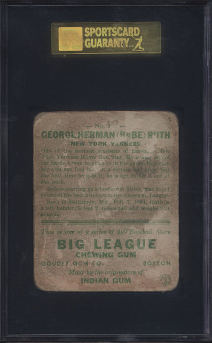 1933 Goudey #181 Babe Ruth Yankees SGC 1