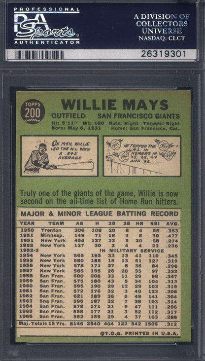 1967 Topps #200 Willie Mays Giants PSA 7
