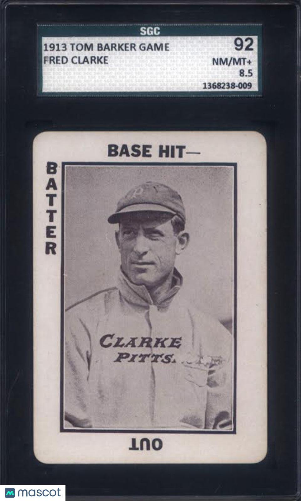 1913 Tom Barker Game Fred Clarke Pittsburgh SGC 8.5
