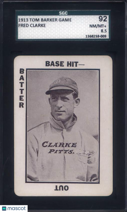 1913 Tom Barker Game Fred Clarke Pittsburgh SGC 8.5