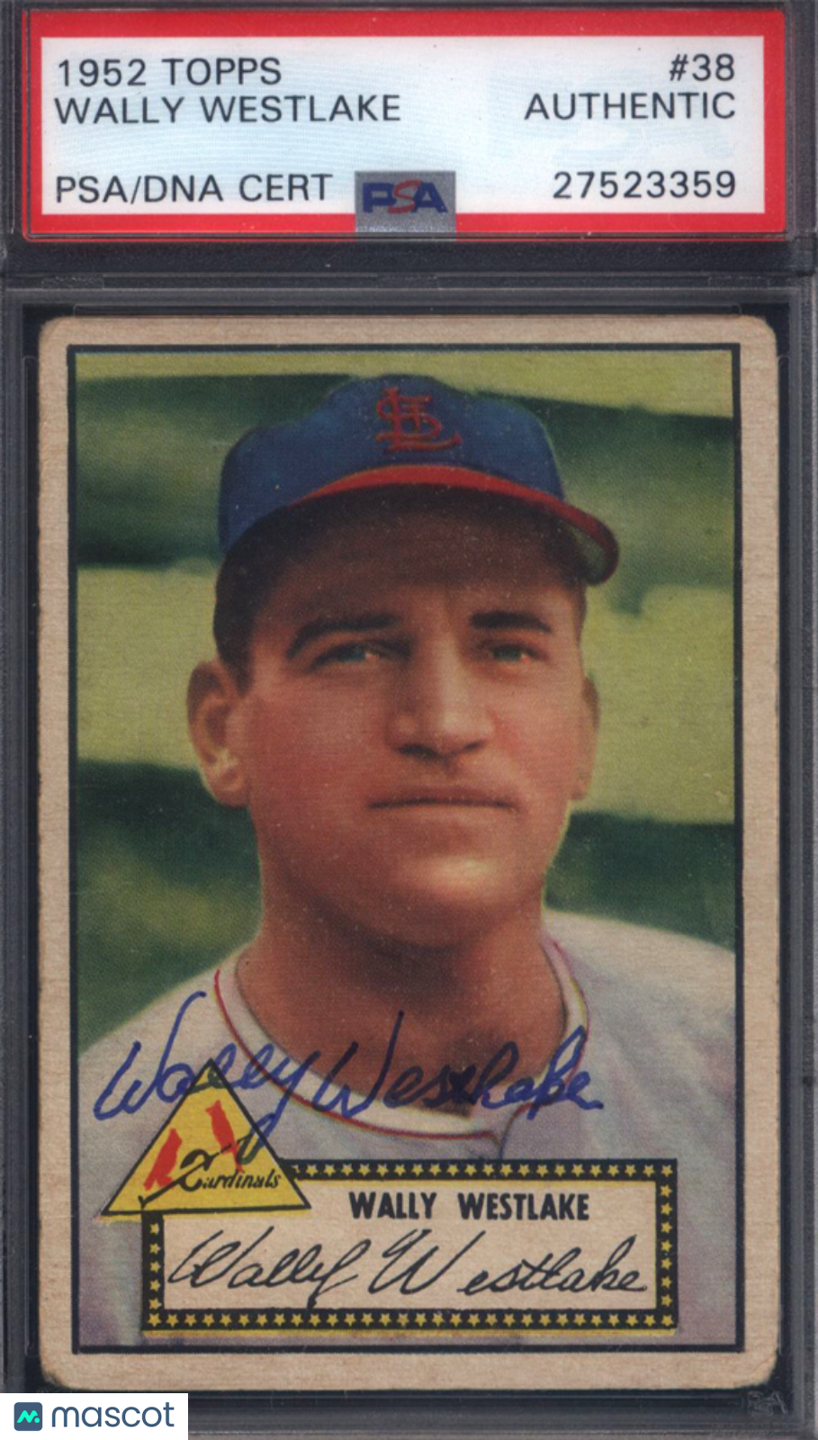 1952 Topps #38 Wally Westlake Signed Autographed Auto Cardinals PSA/DNA