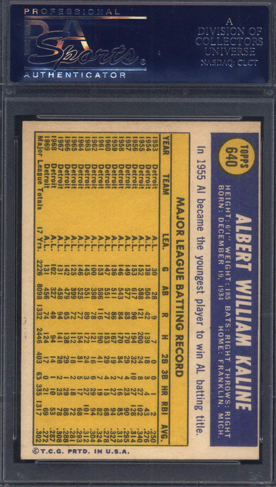 1970 Topps #640 Al Kaline Tigers PSA 8.5