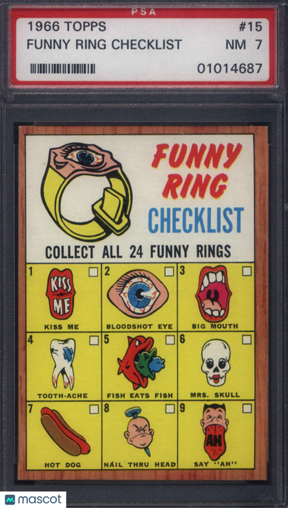 1966 Topps #15 Funny Ring Checklist PSA 7