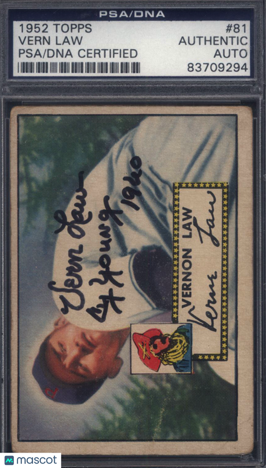 1952 Topps #81 Vern Law Signed Autographed Auto PSA/DNA