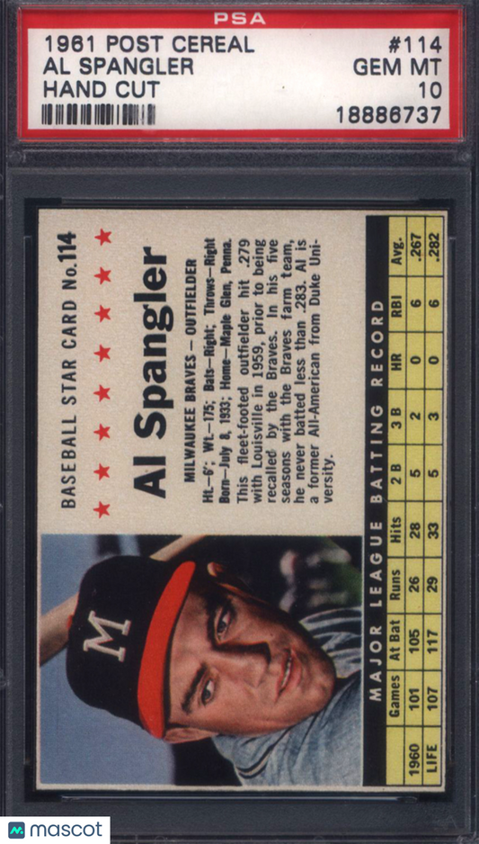 1961 Post Cereal Hand Cut #114 Al Spangler Braves PSA 10 pop 6
