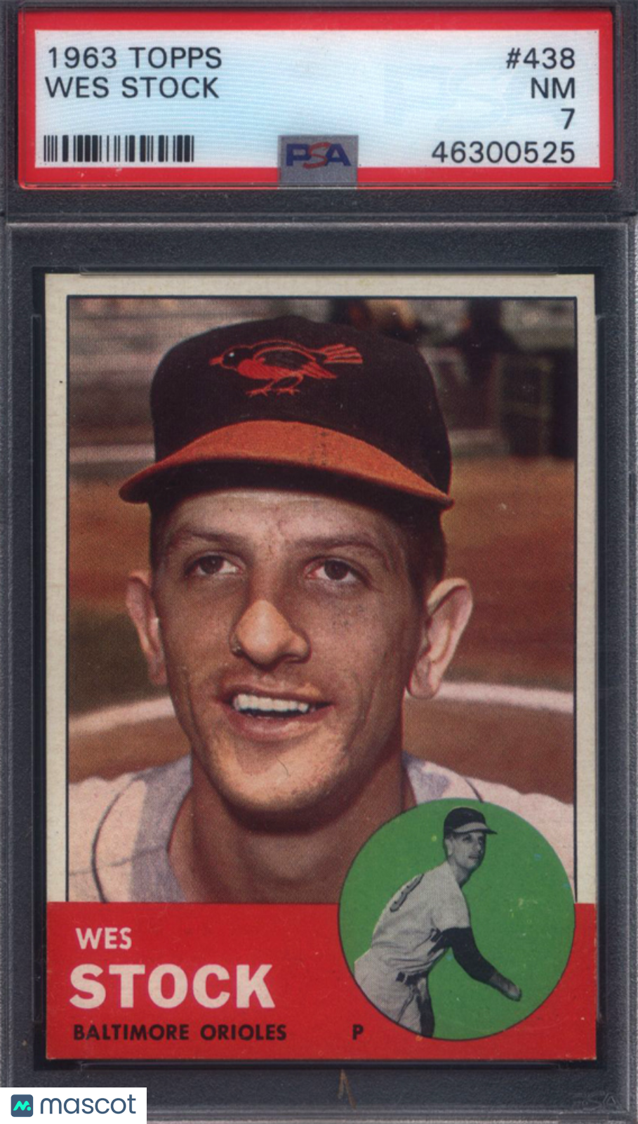1963 Topps #438 Wes Stock Orioles PSA 7