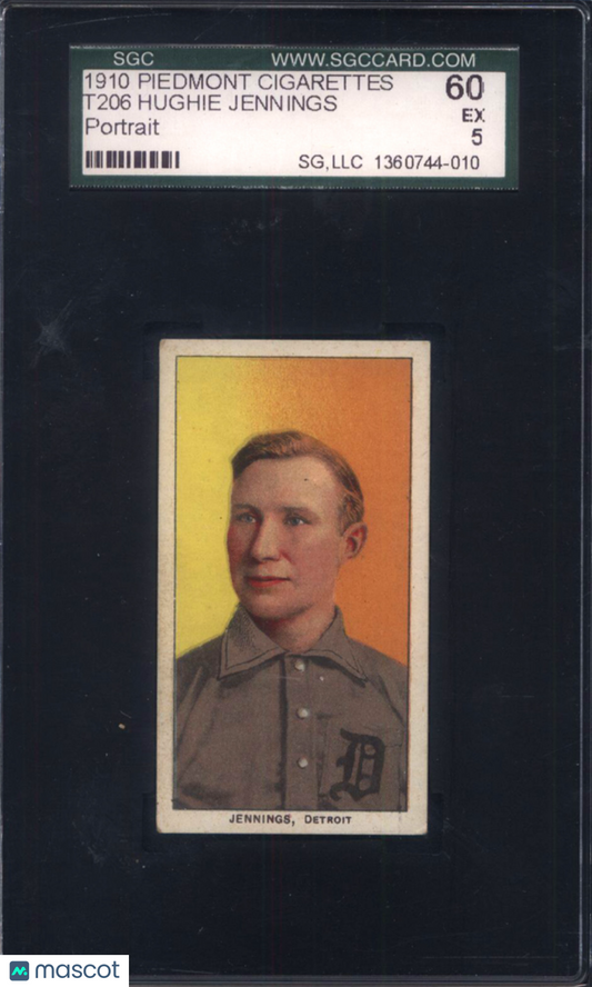 T206 Hugh Jennings Portrait Detroit SGC 5 Piedmont Back Well Centered