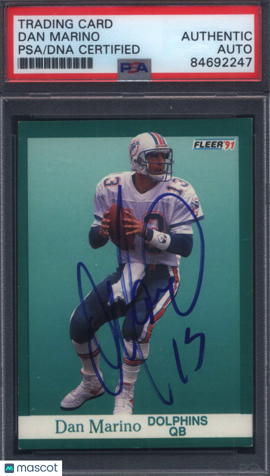 1991 Fleer #124 Dan Marino Dolphins Signed Auto Autographed PSA Authentic