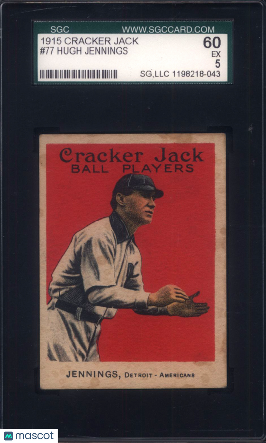 1915 Cracker Jack #77 Hugh Jennings Detroit SGC 5
