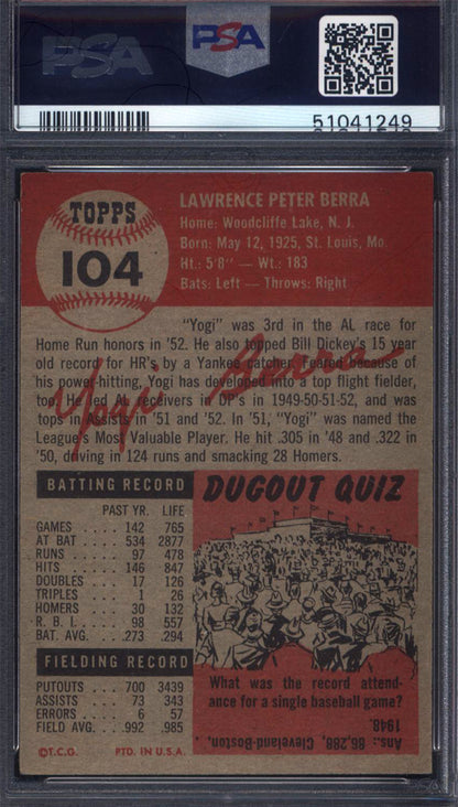 1953 Topps #104 Yogi Berra Yankees PSA 7