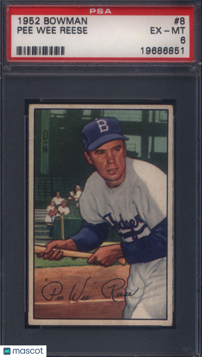 1952 Bowman #8 Pee Wee Reese Dodgers PSA 6