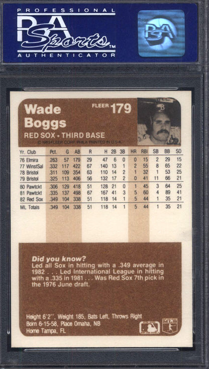 1983 Fleer #179 Wade Boggs Rookie HOF Red Sox PSA 9
