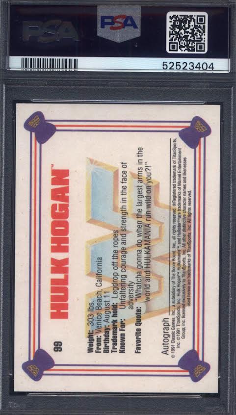 1991 Classic WWF #99 Hulk Hogan PSA 9