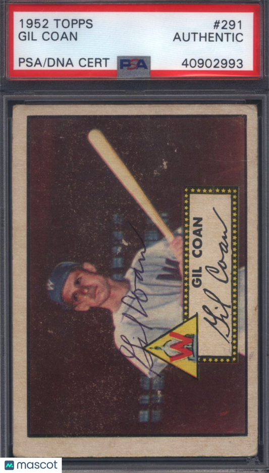 1952 Topps #291 Gil Coan Signed Autographed Auto Senators PSA/DNA