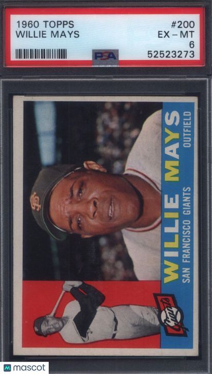 1960 Topps #200 Willie Mays Giants PSA 6