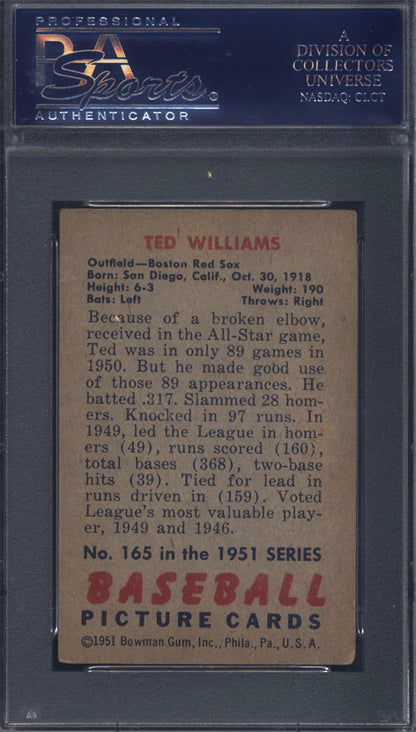 1951 Bowman #165 Ted Williams Red Sox PSA 4.5
