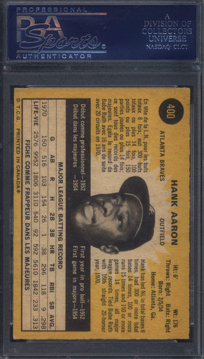 1971 OPC O-Pee-Chee #400 Hank Aaron Braves PSA 7