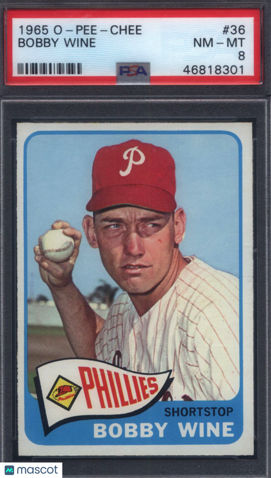 1965 OPC O-Pee-Chee #36 Bobby Wine Phillies PSA 8 pop 9 (Only 2 Higher)