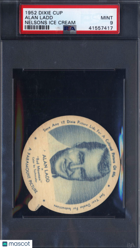 1952 Dixie Cup Nelsons Ice Cream Alan Ladd PSA 9