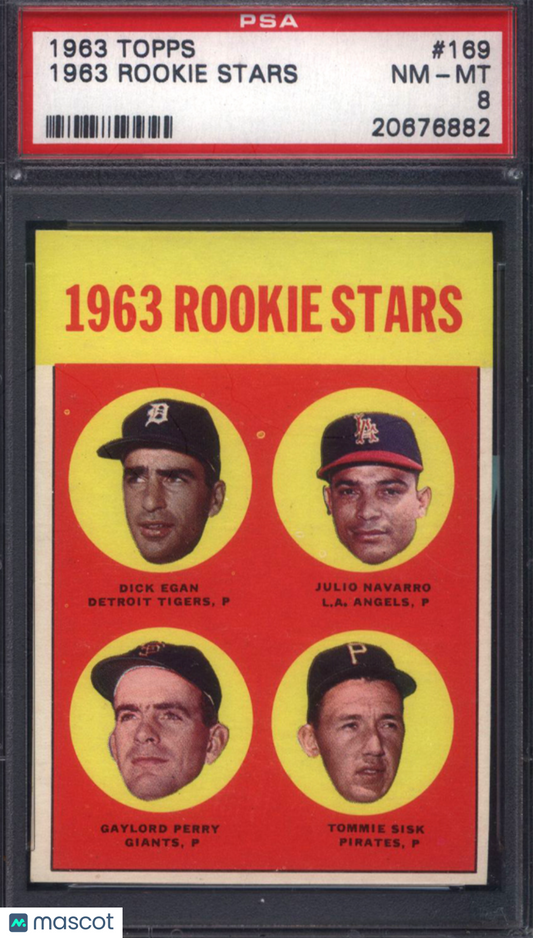 1963 Topps #169 Rookie Stars with Gaylord Perry Giants PSA 8