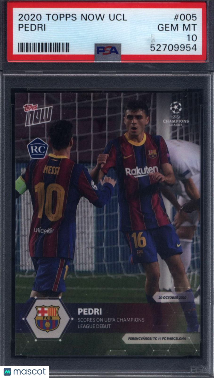 2020 Topps Now UEFA Champions League #005 Pedri Rookie Barcelona PSA 10