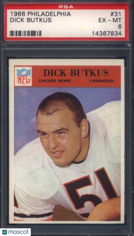 1966 Philadelphia #31 Dick Butkus Rookie HOF Bears PSA 6