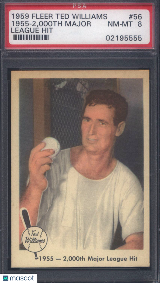 1959 Fleer Ted Williams #56 1955-2,000th Major League Hit PSA 8