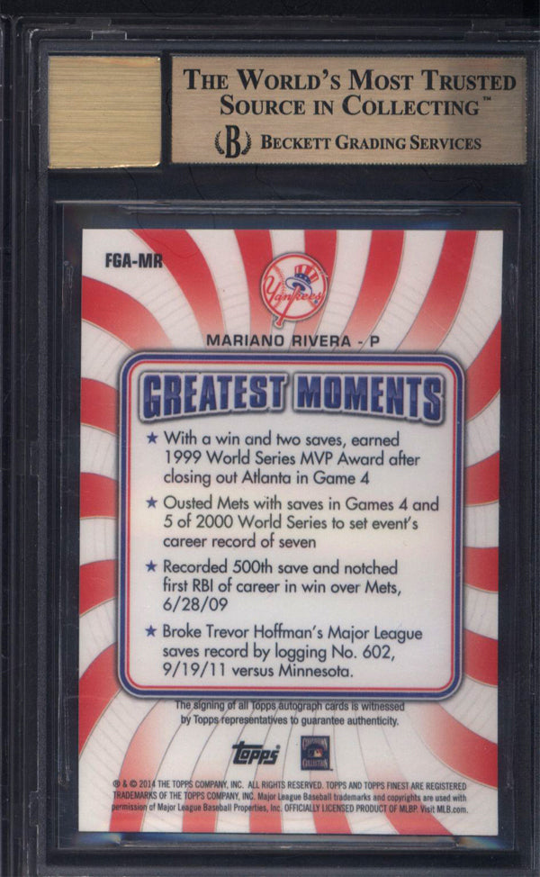 2014 Finest Greats Red Refractors Mariano Rivera /25 BGS 9.5 w/ 10 Auto