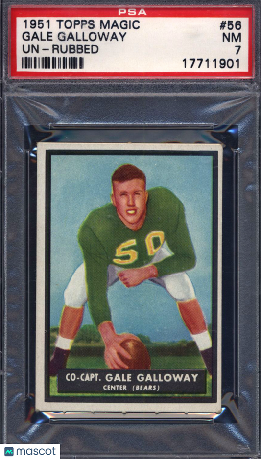 1951 Topps Magic Football #56 Gale Galloway Un-Rubbed Bears PSA 7