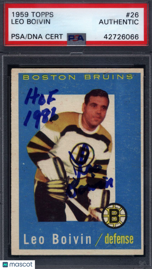 1959 Topps #26 Leo Boivin Signed Autograph PSA/DNA Bruins PSA Authentic