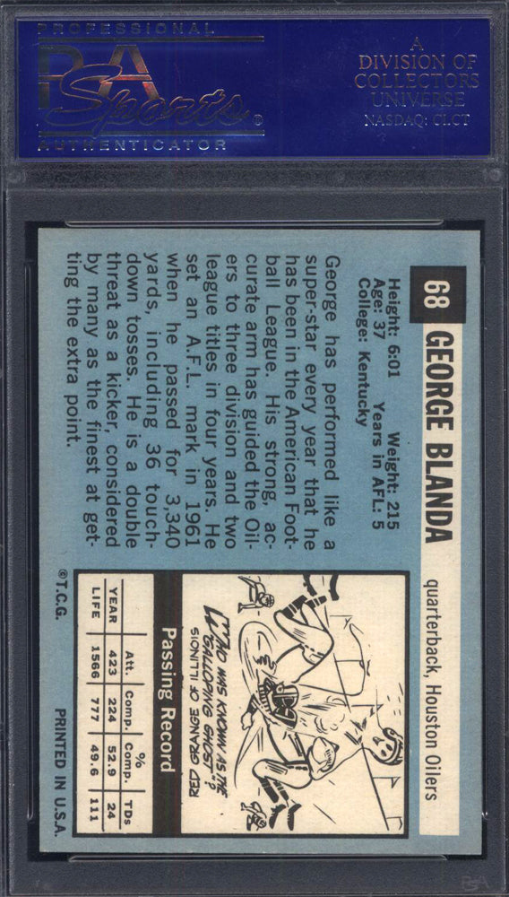 1964 Topps #68 George Blanda Short Print Oilers PSA 8