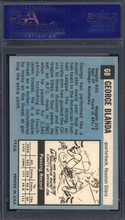 1964 Topps #68 George Blanda Short Print Oilers PSA 8