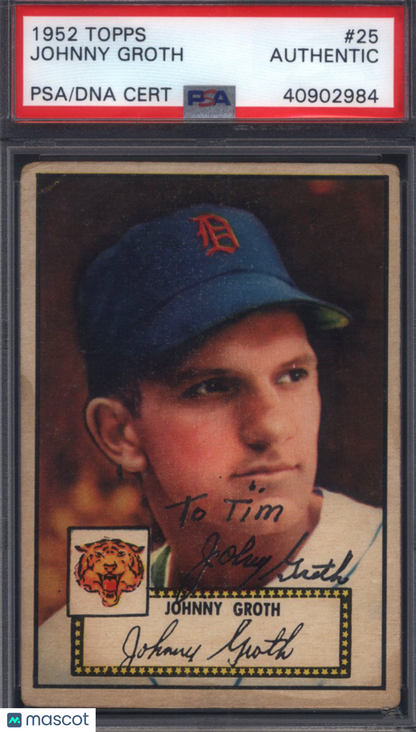 1952 Topps #25 Johnny Groth Signed Autographed Auto PSA/DNA