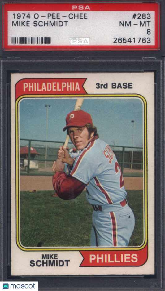 1974 OPC O-Pee-Chee #283 Mike Schmidt 2nd Year Phillies  PSA 8