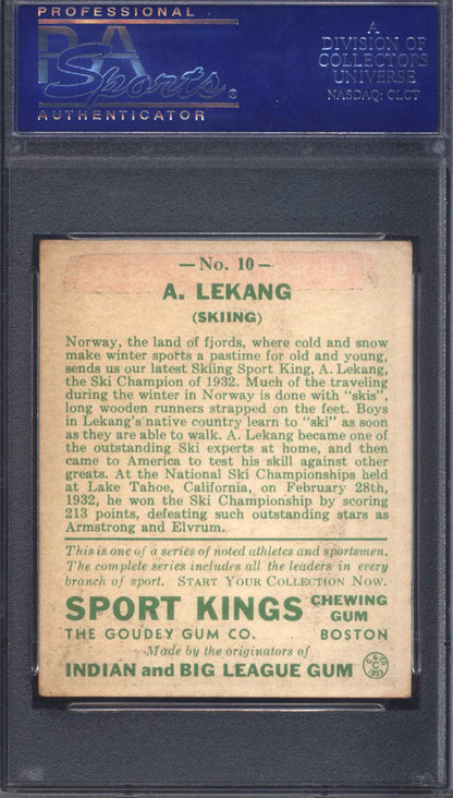 1933 Goudey Sport Kings #10 Anton Lekang Skiing PSA 5