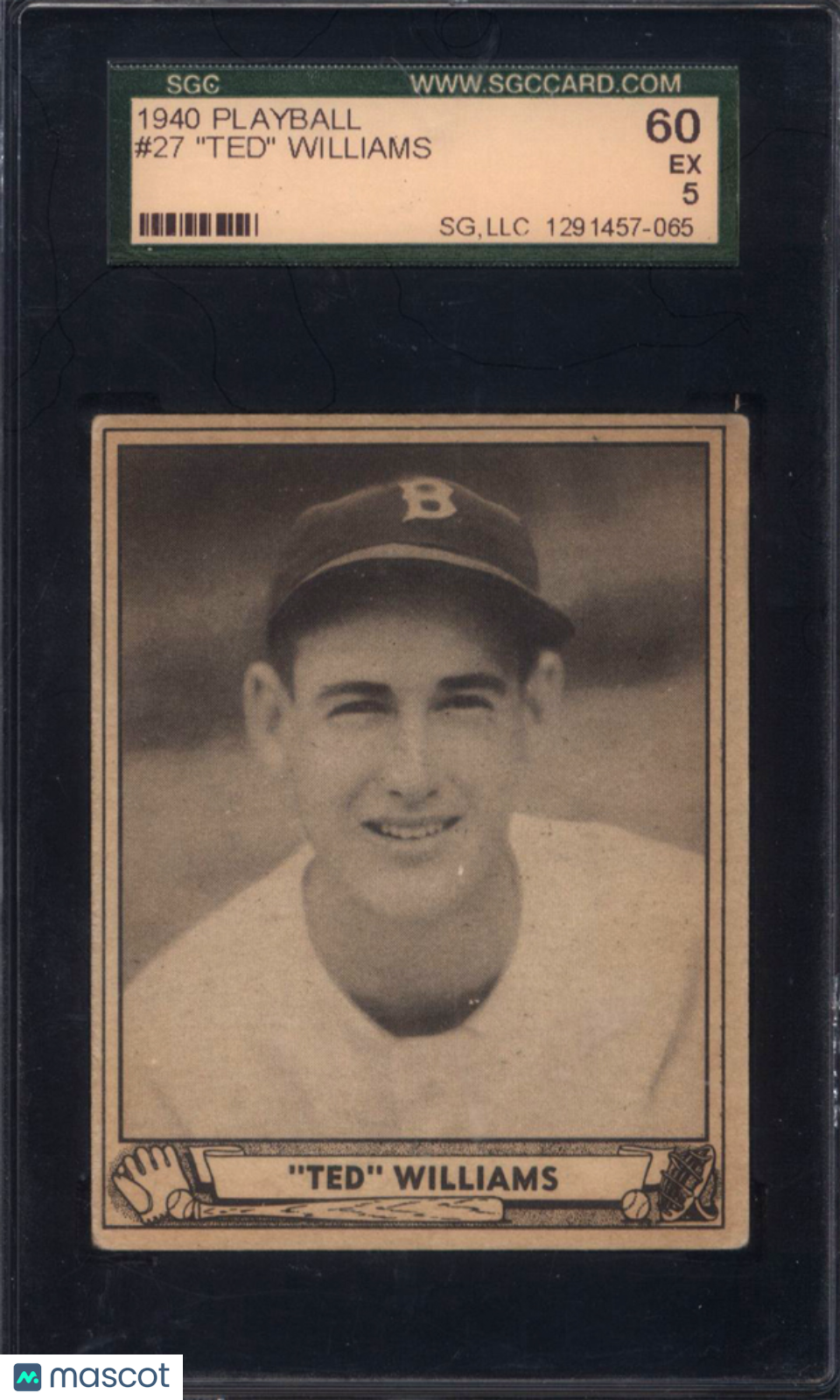 1940 Playball #27 Ted Williams Red Sox SGC 5