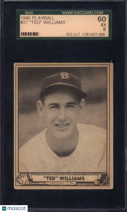 1940 Playball #27 Ted Williams Red Sox SGC 5